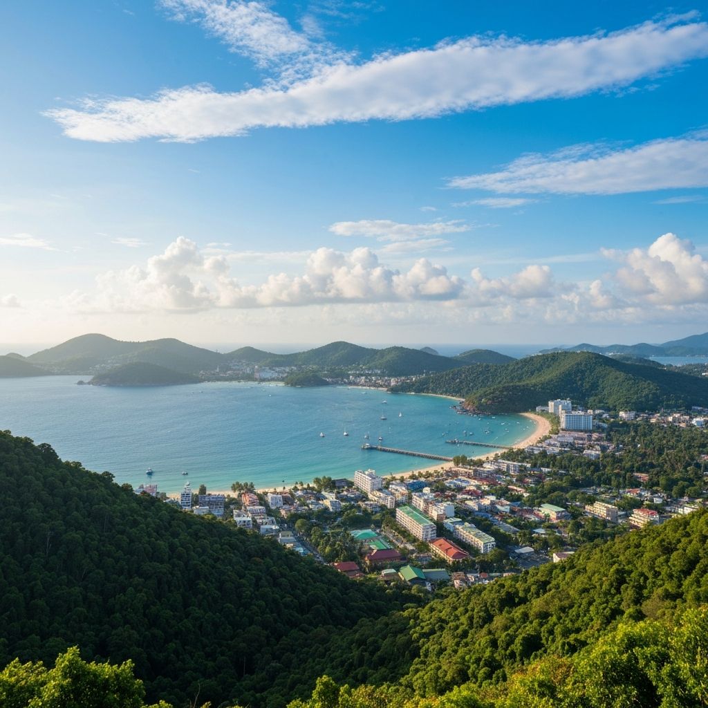 Panoramic view of Patong Bay from the hillside
